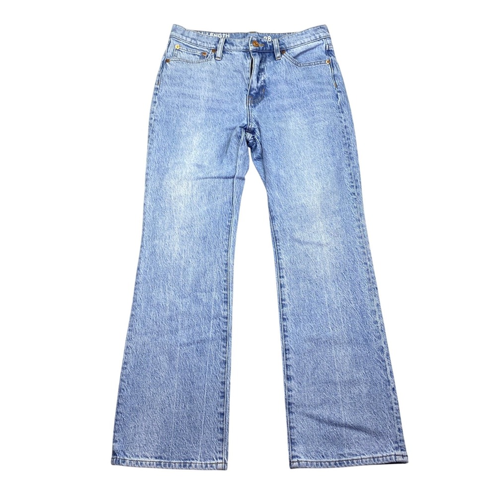 J.Crew Full Length Demi Boot Jeans Light Wash Blue High Rise 100% Cotton Size 28